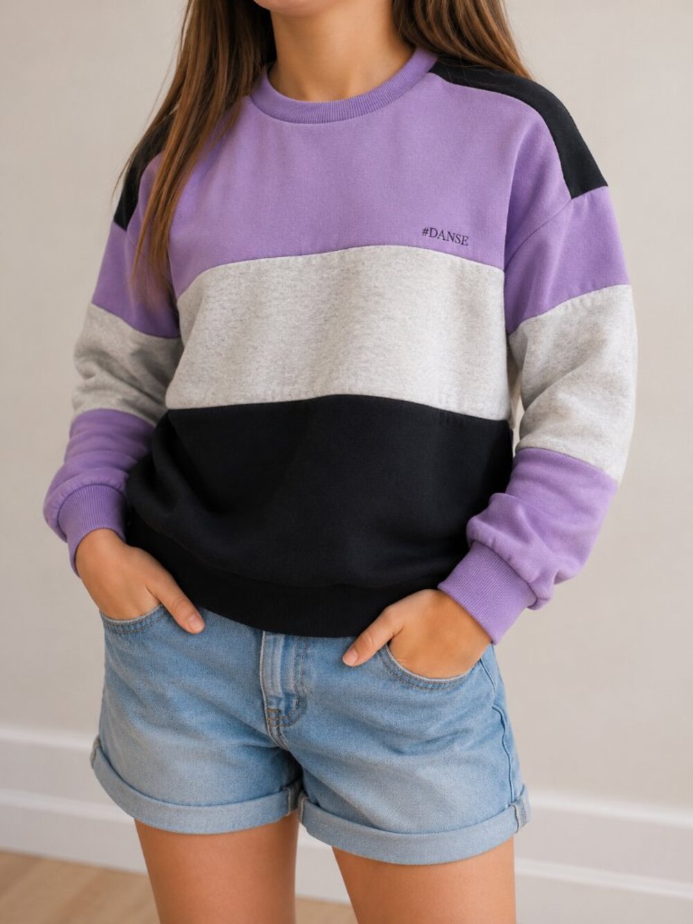 OSFDG Color Block Crewneck Sweatshirt Girls Size 8